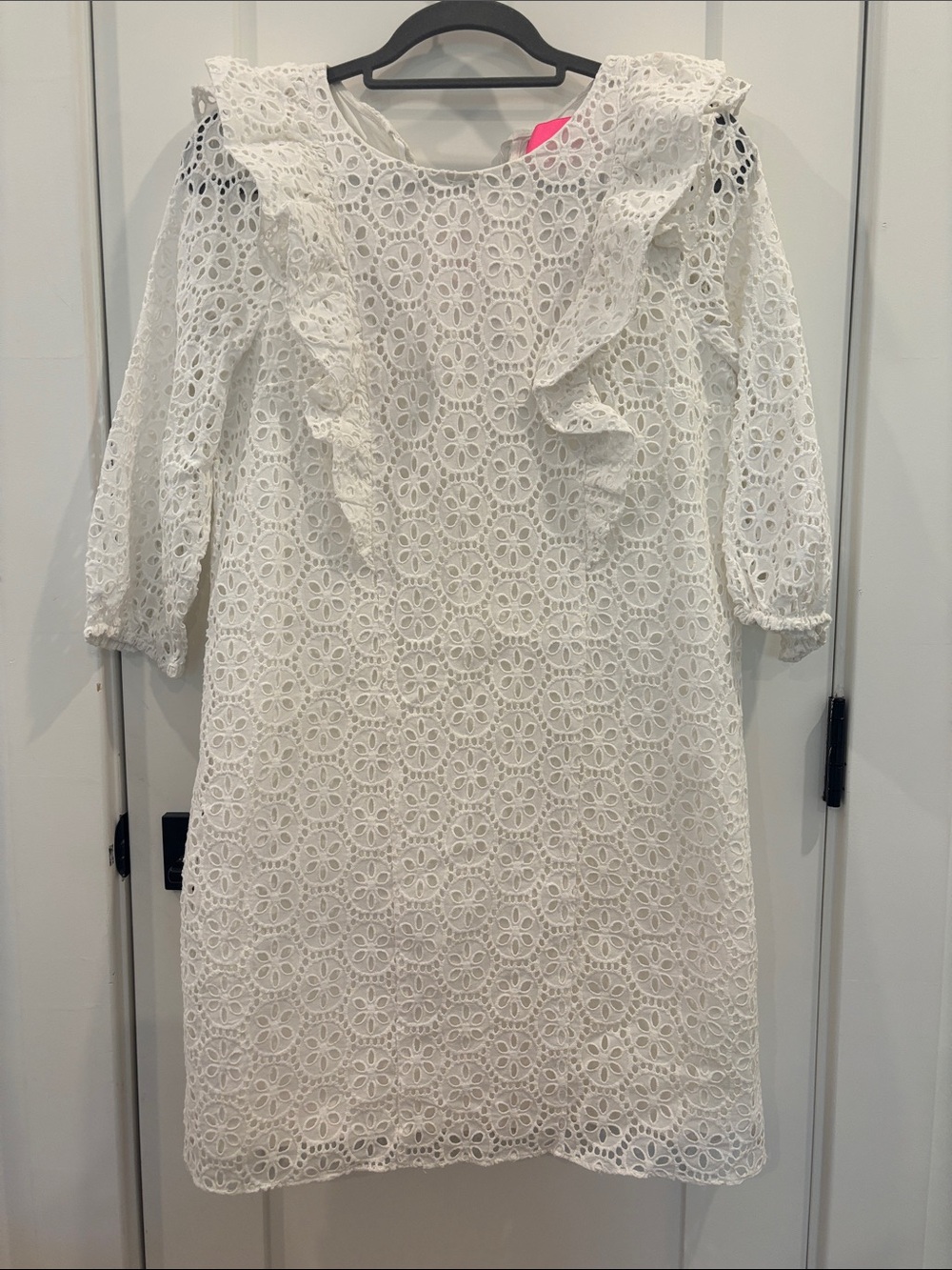 Lilly Pulitzer White Eyelet Ruffle-Trim Dress